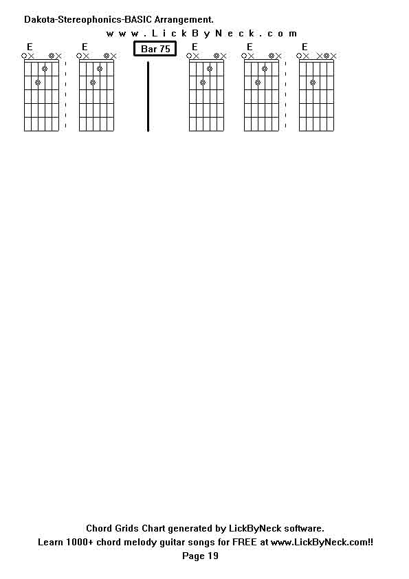 Chord Grids Chart of chord melody fingerstyle guitar song-Dakota-Stereophonics-BASIC Arrangement,generated by LickByNeck software.